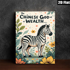 2D flat 1pc whimsical zebra portrait botanical wall art living room bedroom decor farmhouse style gallery wrapped canvas prints modern minimalist aesthetic