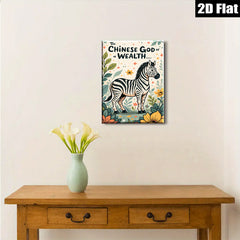 2D flat 1pc whimsical zebra portrait botanical wall art living room bedroom decor farmhouse style gallery wrapped canvas prints modern minimalist aesthetic