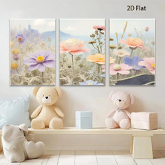 2D flat 1pc wildflower meadow bloom canvas wall art for living room bedroom home decor farmhouse style botanical prints cozy gallery wrapped modern aesthetic