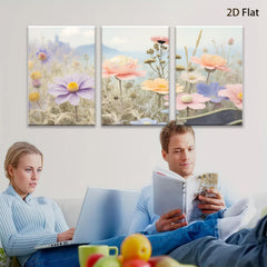 2D flat 1pc wildflower meadow bloom canvas wall art for living room bedroom home decor farmhouse style botanical prints cozy gallery wrapped modern aesthetic