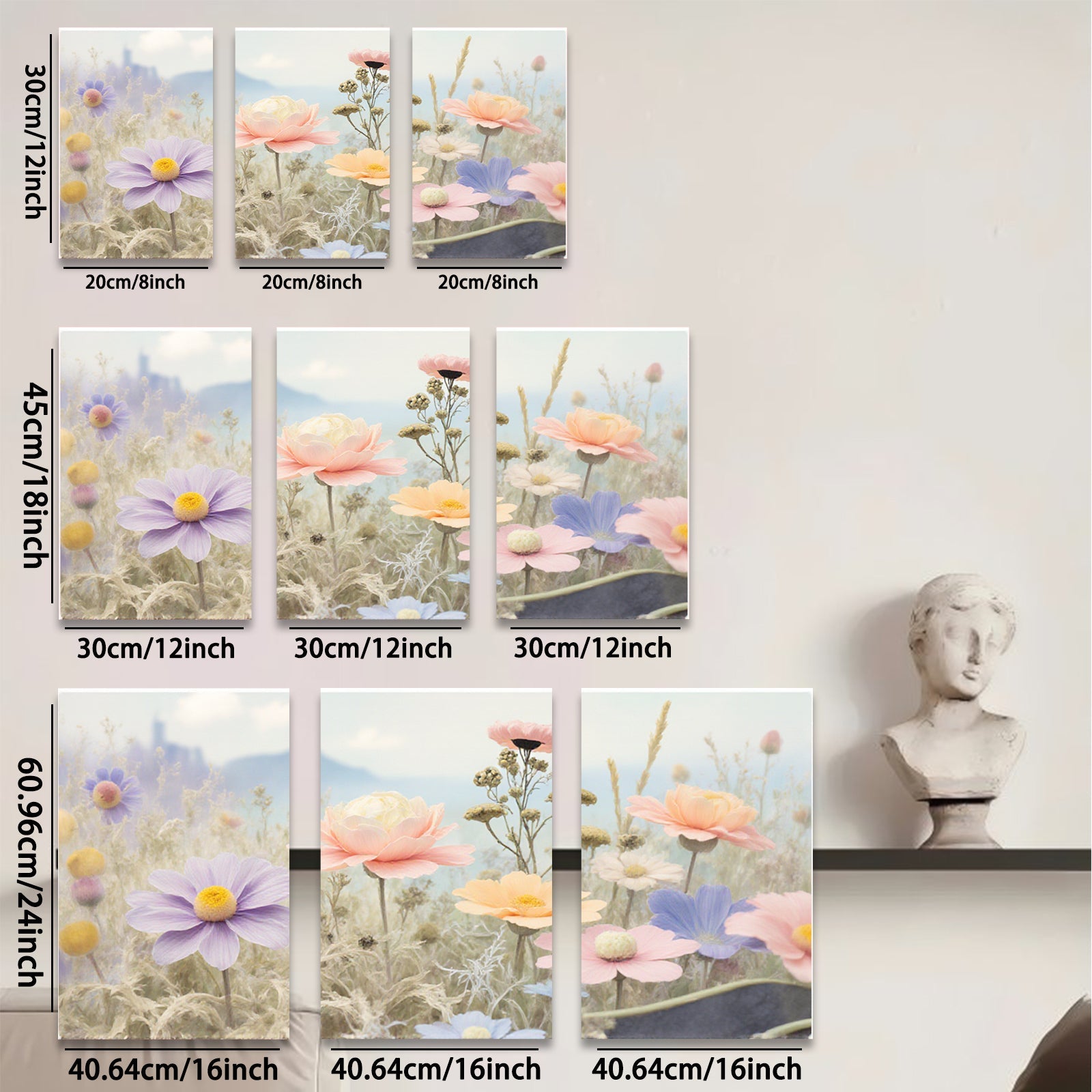 2D flat 1pc wildflower meadow bloom canvas wall art for living room bedroom home decor farmhouse style botanical prints cozy gallery wrapped modern aesthetic