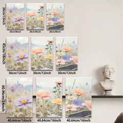 2D flat 1pc wildflower meadow bloom canvas wall art for living room bedroom home decor farmhouse style botanical prints cozy gallery wrapped modern aesthetic