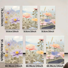 2D flat 1pc wildflower meadow bloom canvas wall art for living room bedroom home decor farmhouse style botanical prints cozy gallery wrapped modern aesthetic