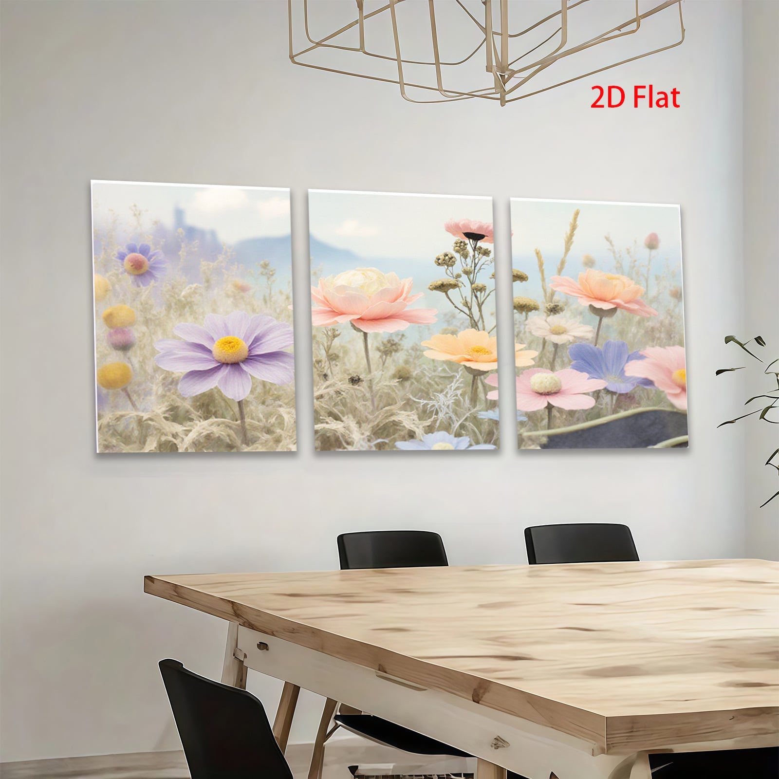 2D flat 1pc wildflower meadow bloom canvas wall art for living room bedroom home decor farmhouse style botanical prints cozy gallery wrapped modern aesthetic