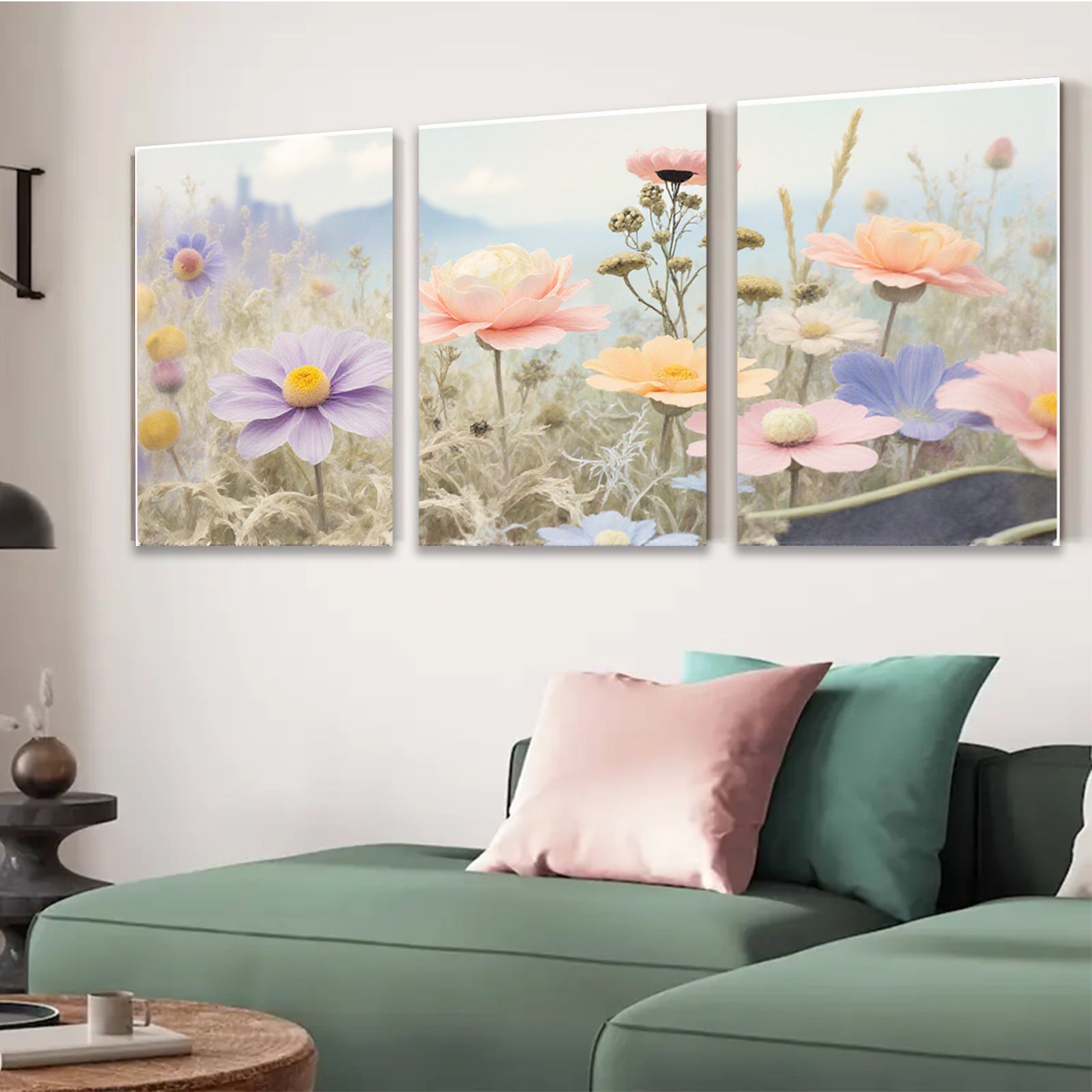 2D flat 1pc wildflower meadow bloom canvas wall art for living room bedroom home decor farmhouse style botanical prints cozy gallery wrapped modern aesthetic