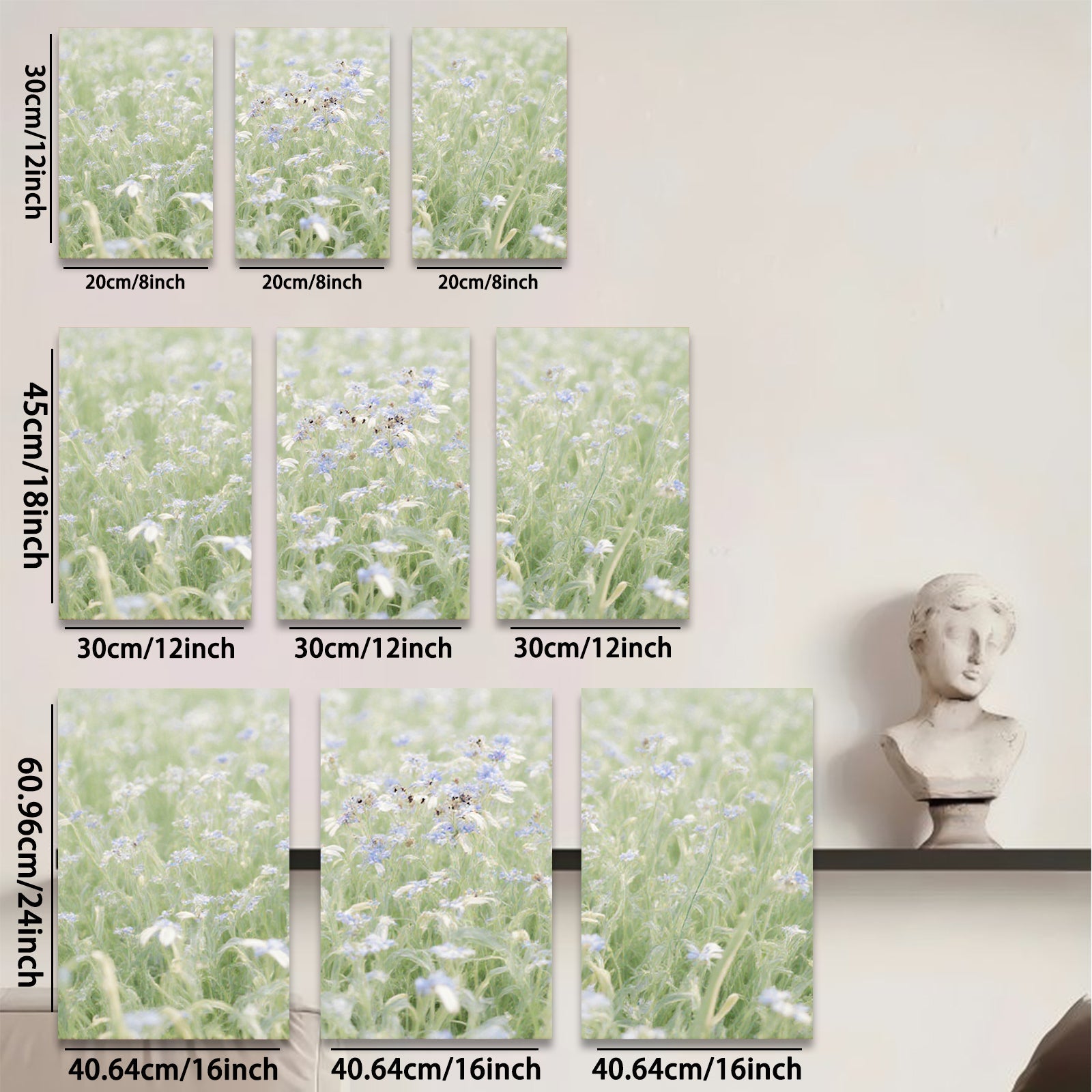 2D flat 1pc wildflower meadow spring bloom rustic farmhouse wall decor living room bedroom kitchen gallery wrapped canvas print modern botanical art
