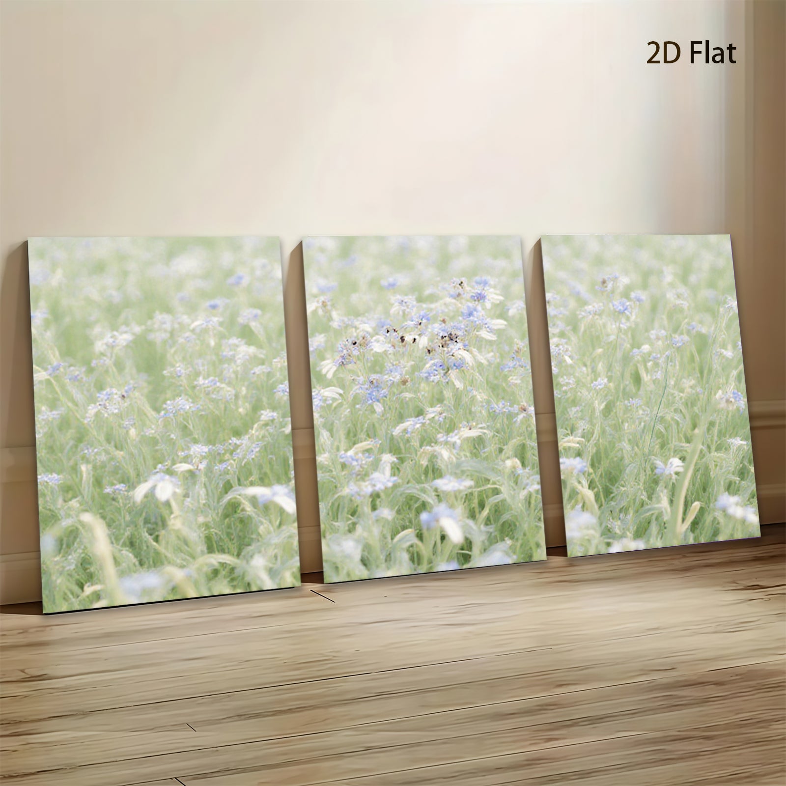 2D flat 1pc wildflower meadow spring bloom rustic farmhouse wall decor living room bedroom kitchen gallery wrapped canvas print modern botanical art