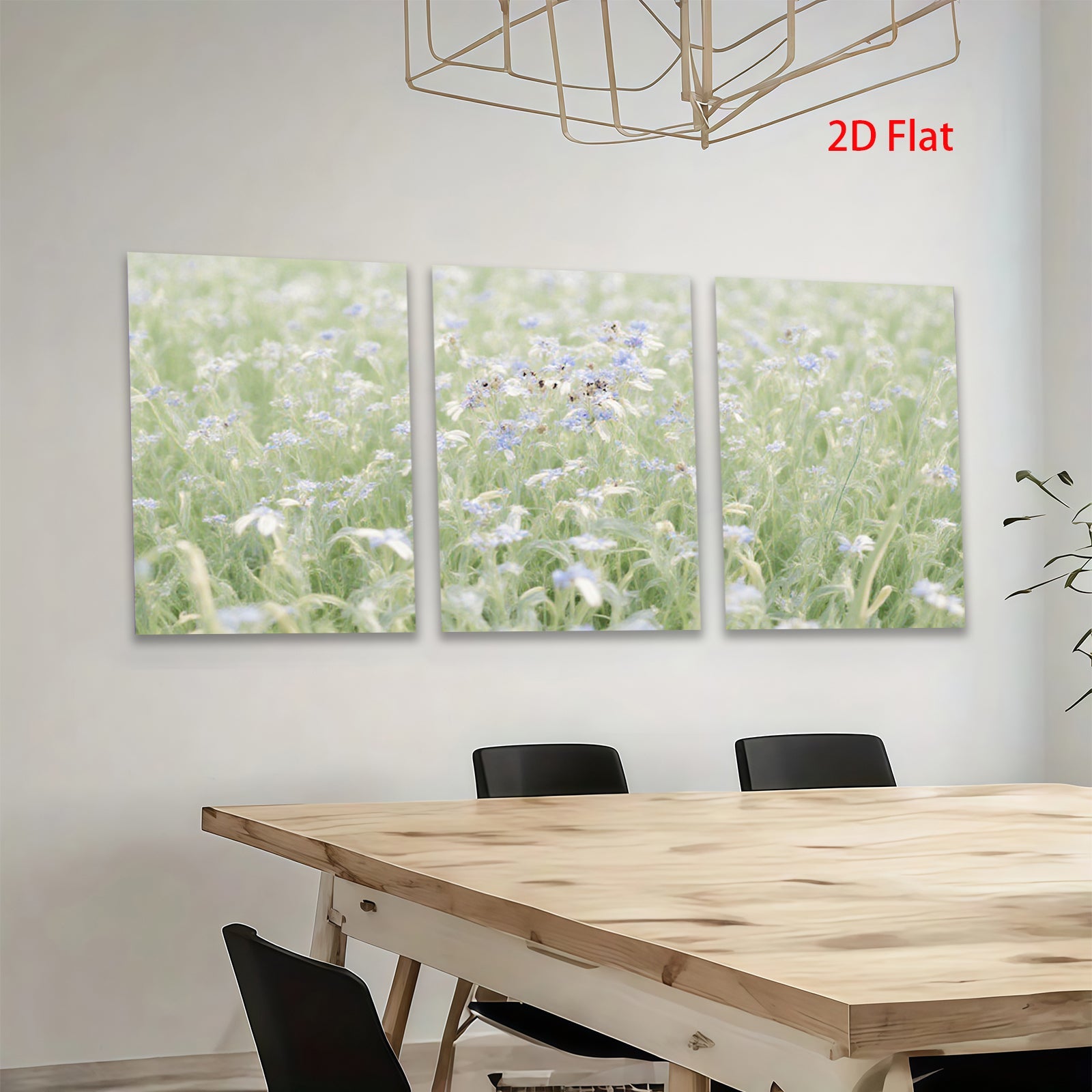 2D flat 1pc wildflower meadow spring bloom rustic farmhouse wall decor living room bedroom kitchen gallery wrapped canvas print modern botanical art
