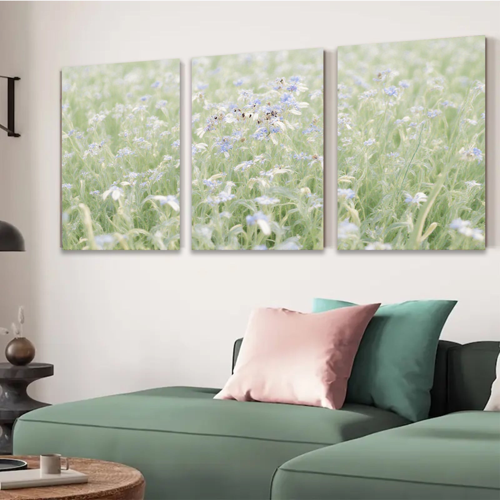 2D flat 1pc wildflower meadow spring bloom rustic farmhouse wall decor living room bedroom kitchen gallery wrapped canvas print modern botanical art