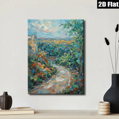 2D flat 1pc winding country road landscape wall art canvas prints for living room bedroom home office decor farmhouse style gallery wrapped ready to hang modern art