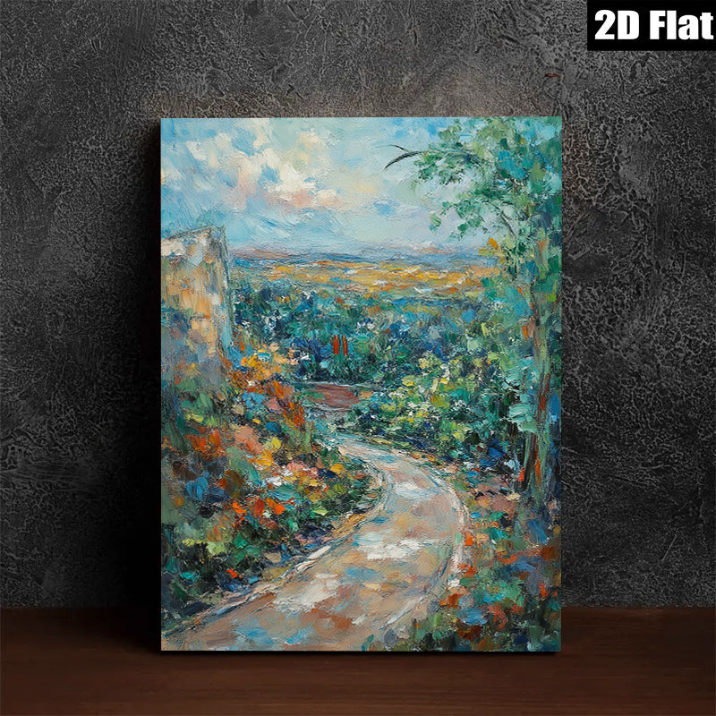 2D flat 1pc winding country road landscape wall art canvas prints for living room bedroom home office decor farmhouse style gallery wrapped ready to hang modern art