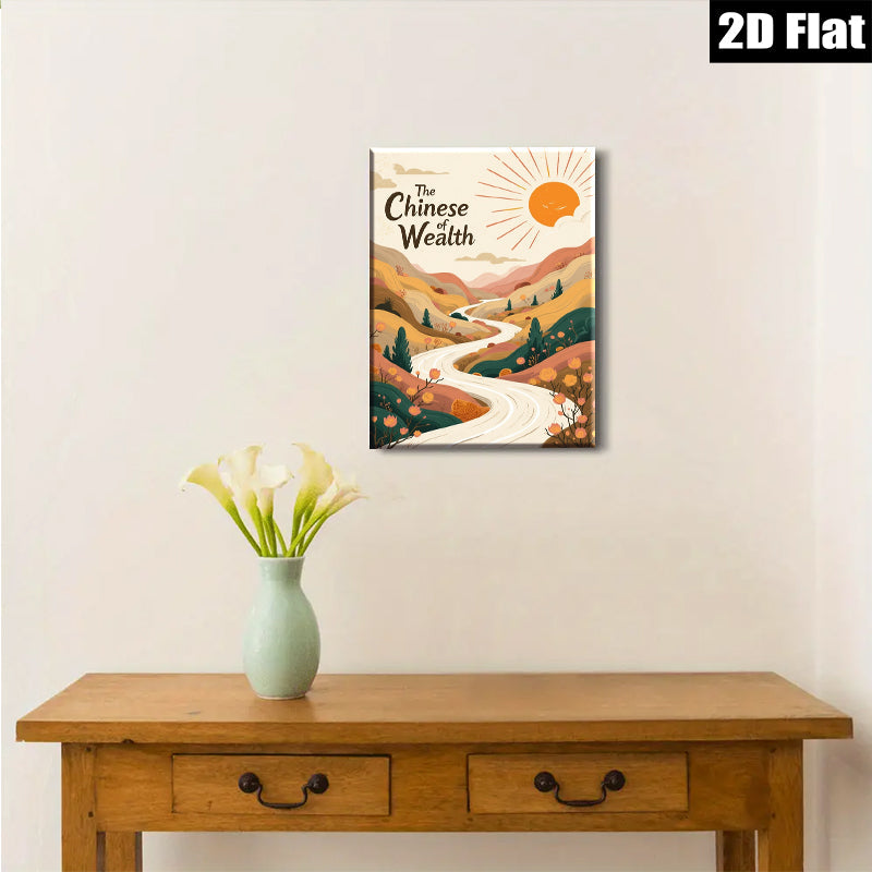 2D flat 1pc winding road landscape wall art for living room bedroom home office decor farmhouse style gallery wrapped canvas prints modern aesthetic