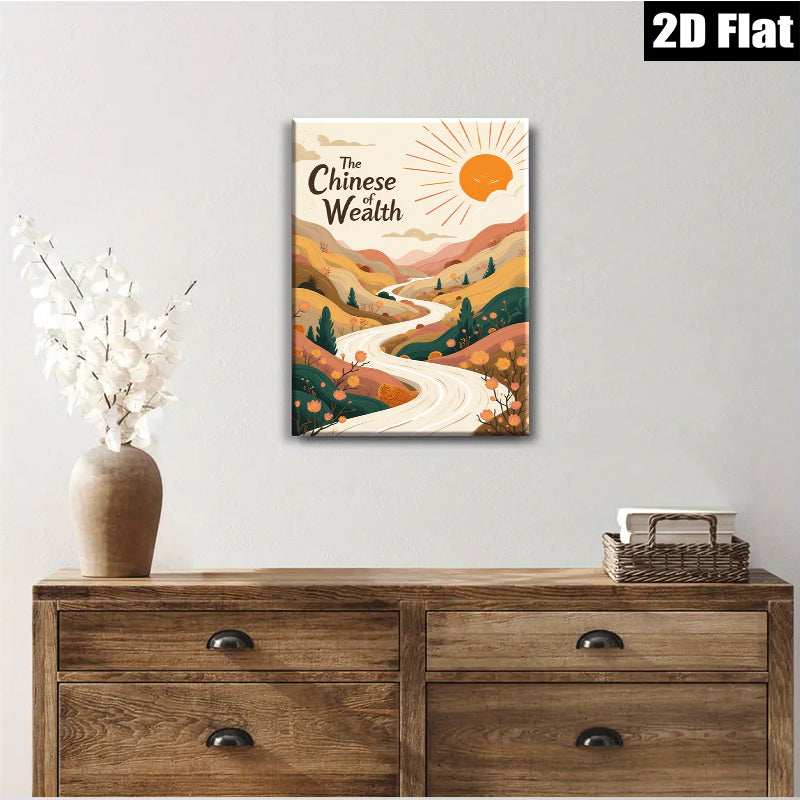 2D flat 1pc winding road landscape wall art for living room bedroom home office decor farmhouse style gallery wrapped canvas prints modern aesthetic