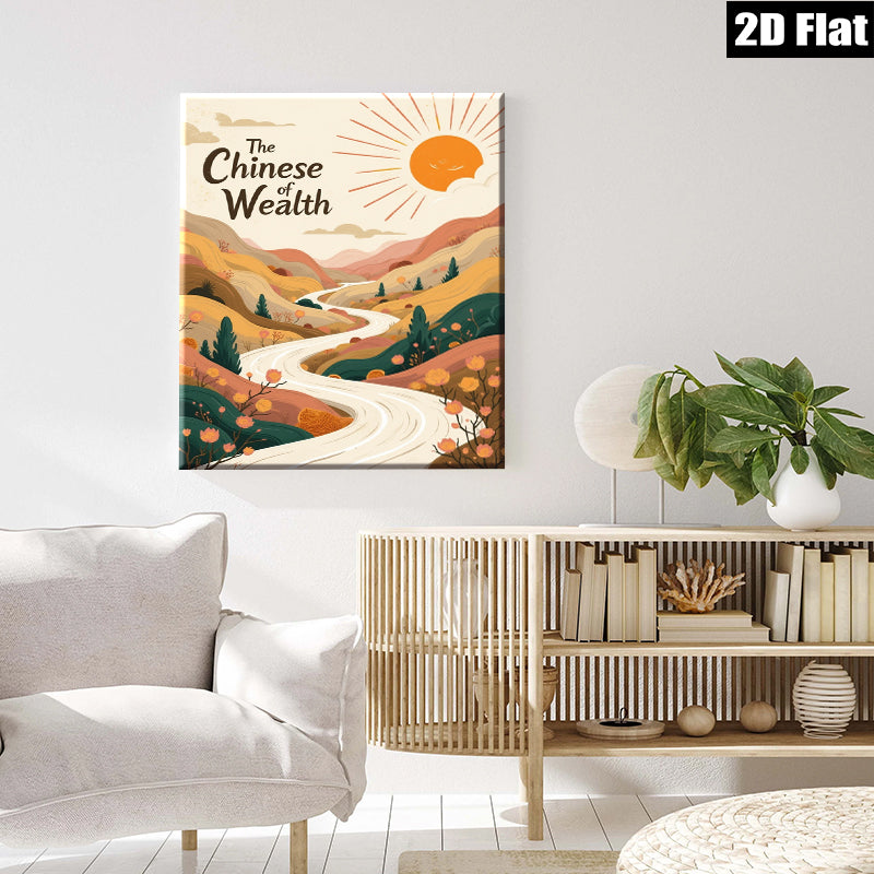2D flat 1pc winding road landscape wall art for living room bedroom home office decor farmhouse style gallery wrapped canvas prints modern aesthetic