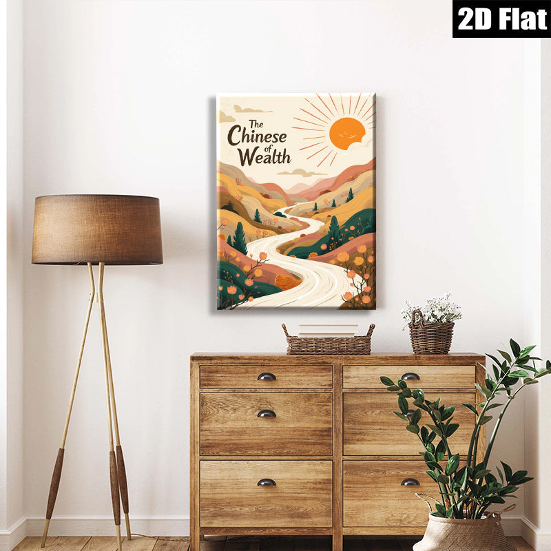 2D flat 1pc winding road landscape wall art for living room bedroom home office decor farmhouse style gallery wrapped canvas prints modern aesthetic