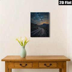 2D flat 1pc winding road under starry night sky bedroom living room wall decor farmhouse modern gallery wrapped canvas print
