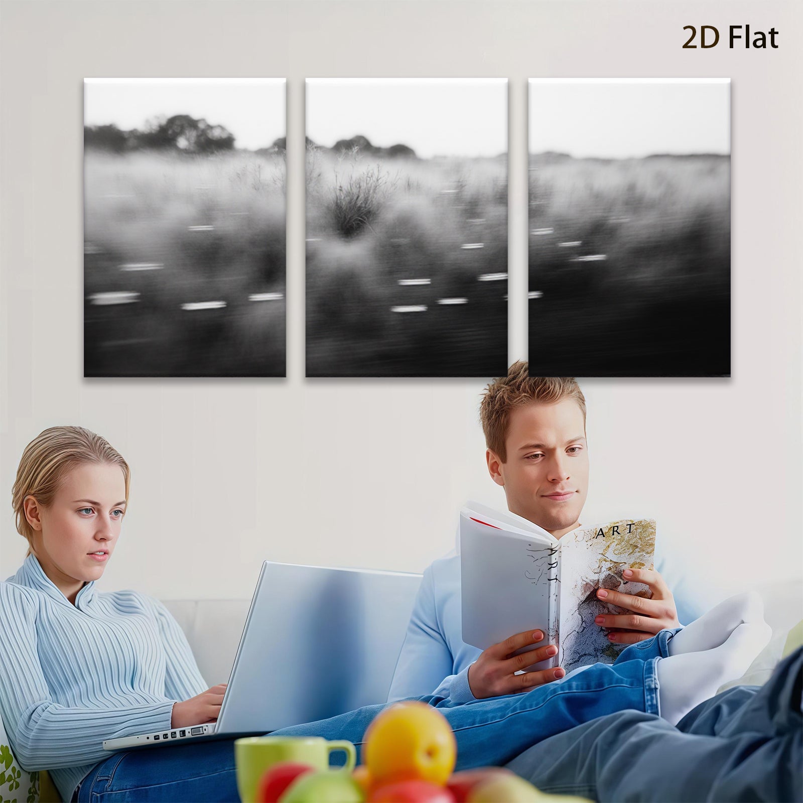 2D flat 1pc windswept prairie grasses blurred motion farmhouse wall decor living room bedroom modern minimalist gallery wrapped canvas prints for home