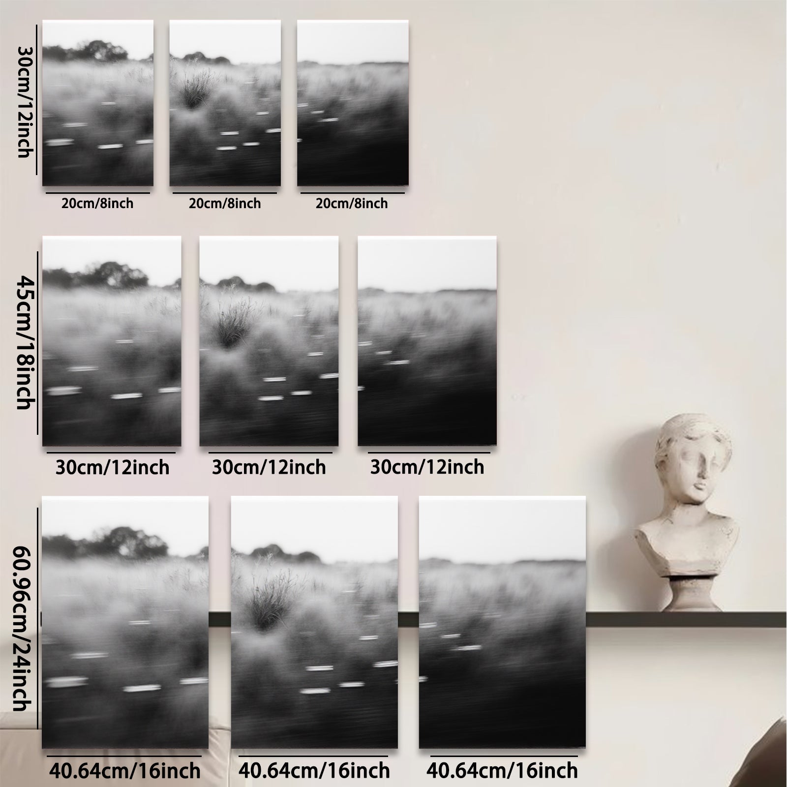 2D flat 1pc windswept prairie grasses blurred motion farmhouse wall decor living room bedroom modern minimalist gallery wrapped canvas prints for home