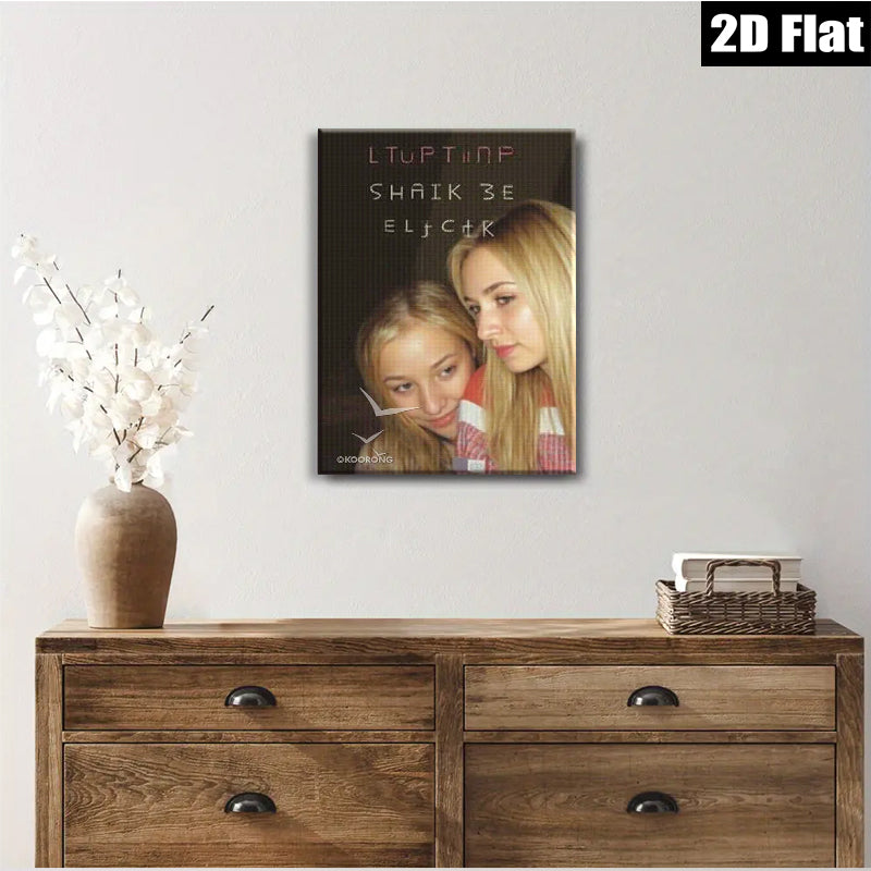 2D flat 1pc young women portrait close up friends wall art decor living room bedroom modern farmhouse gallery wrapped canvas prints inspirational cozy home decor