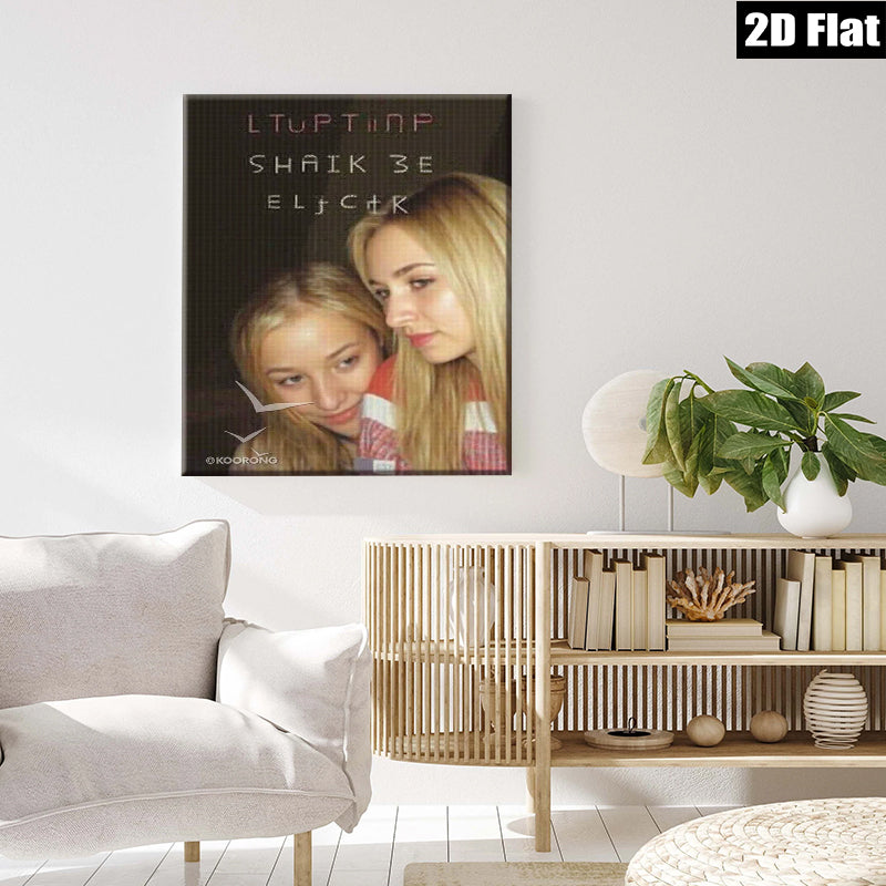 2D flat 1pc young women portrait close up friends wall art decor living room bedroom modern farmhouse gallery wrapped canvas prints inspirational cozy home decor
