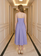 Scoop Neck Midi Dress | Cotton Blend A-Line Dress