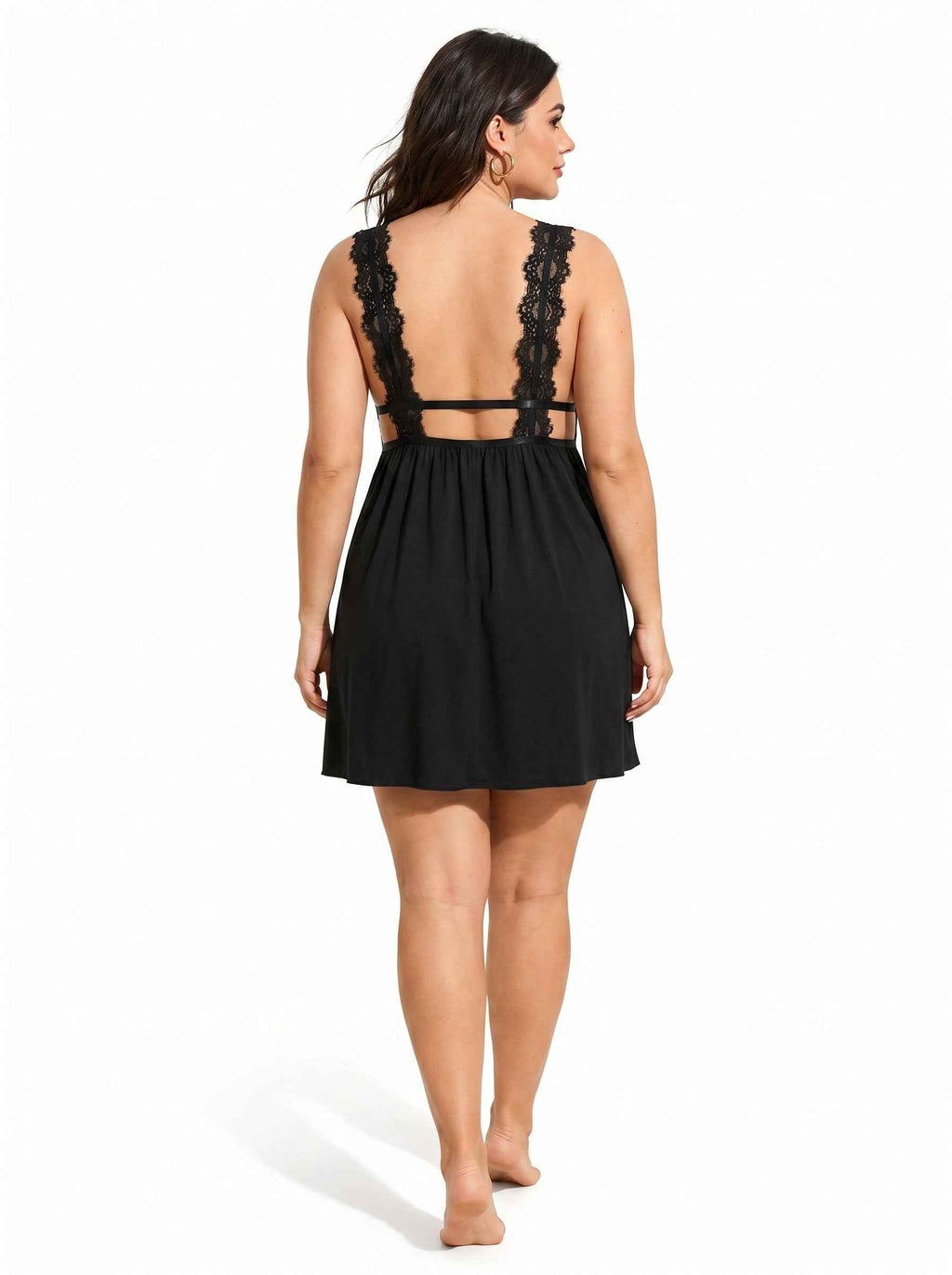 Satin Lace Trim Nightgown