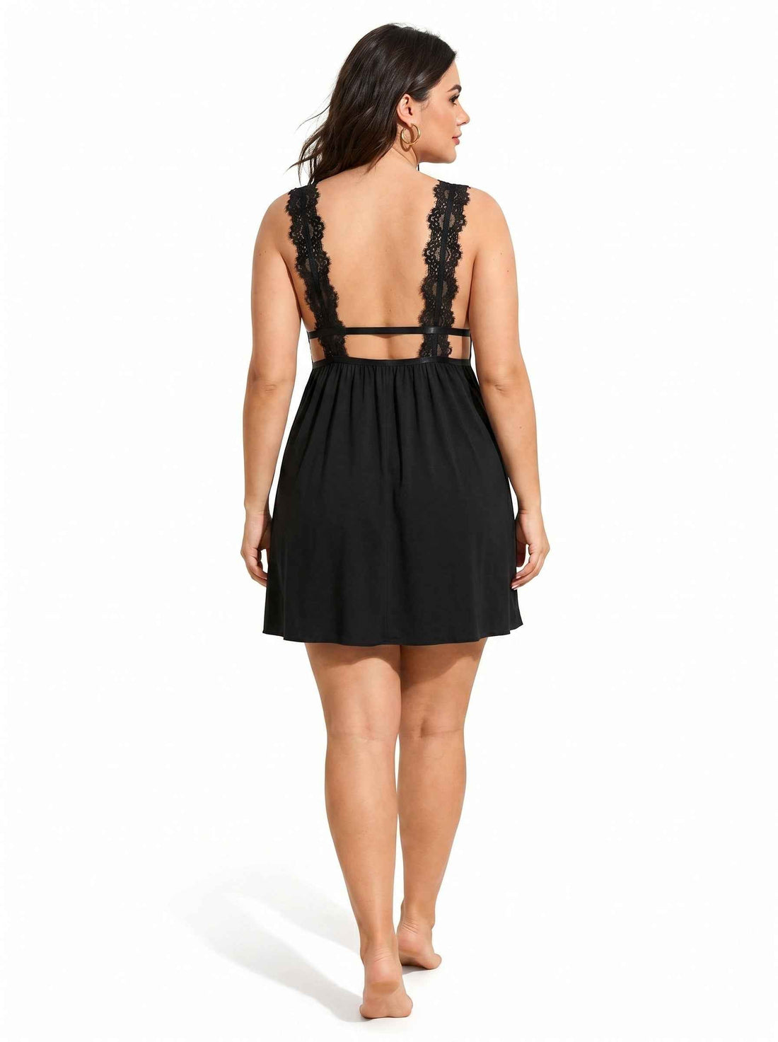 Satin Lace Trim Nightgown