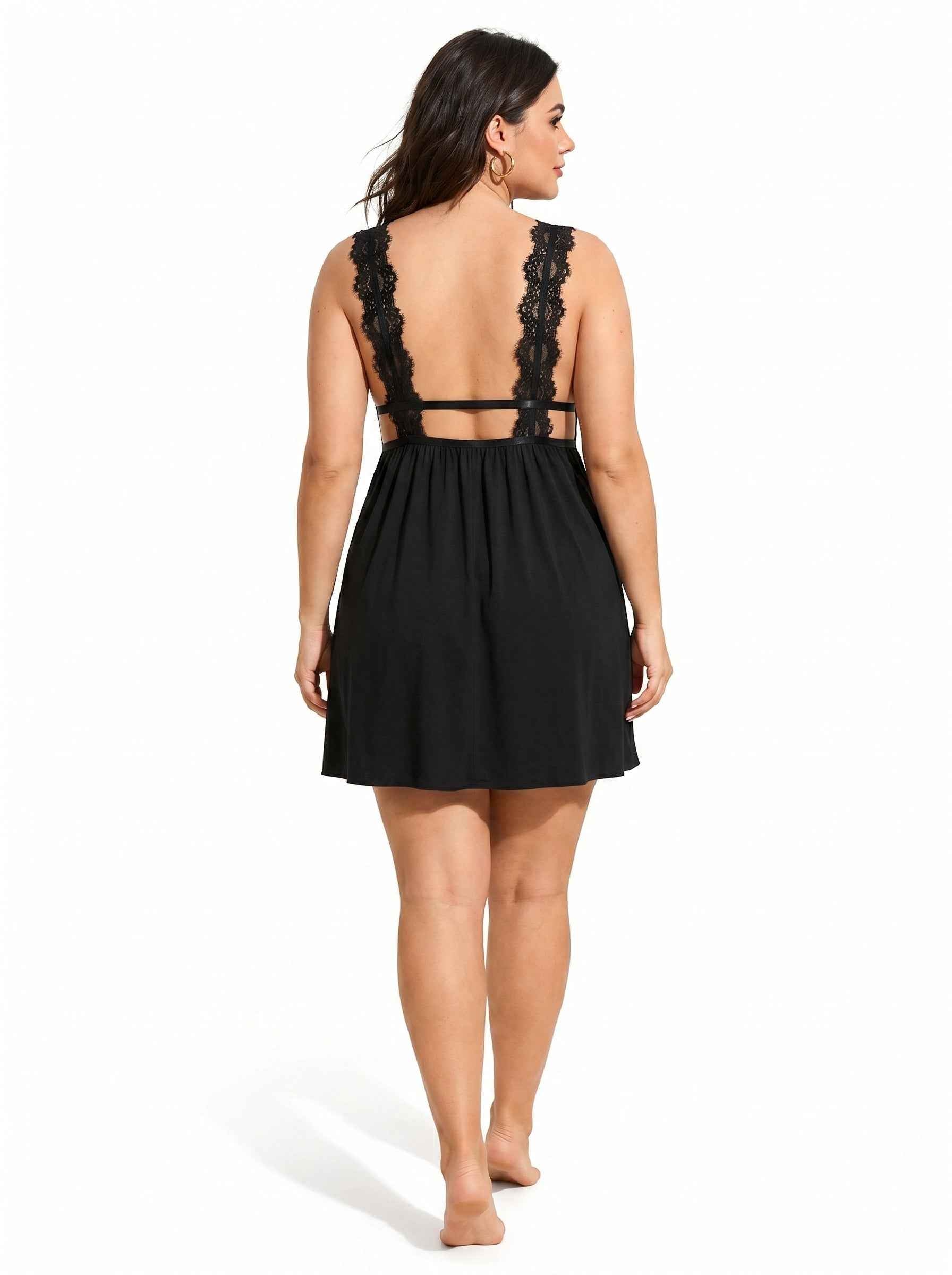 Satin Lace Trim Nightgown