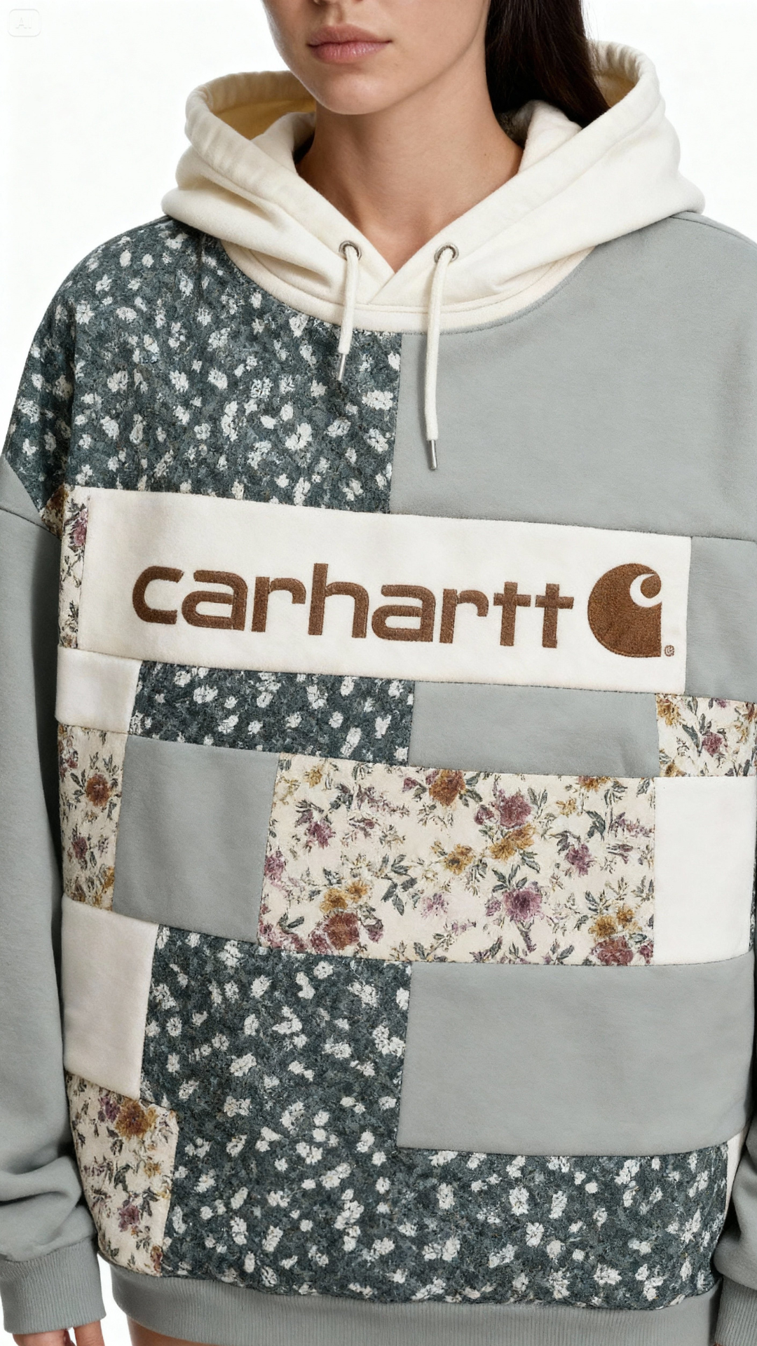 Unique Women’s Hoodie – Vintage Floral Patchwork Edition