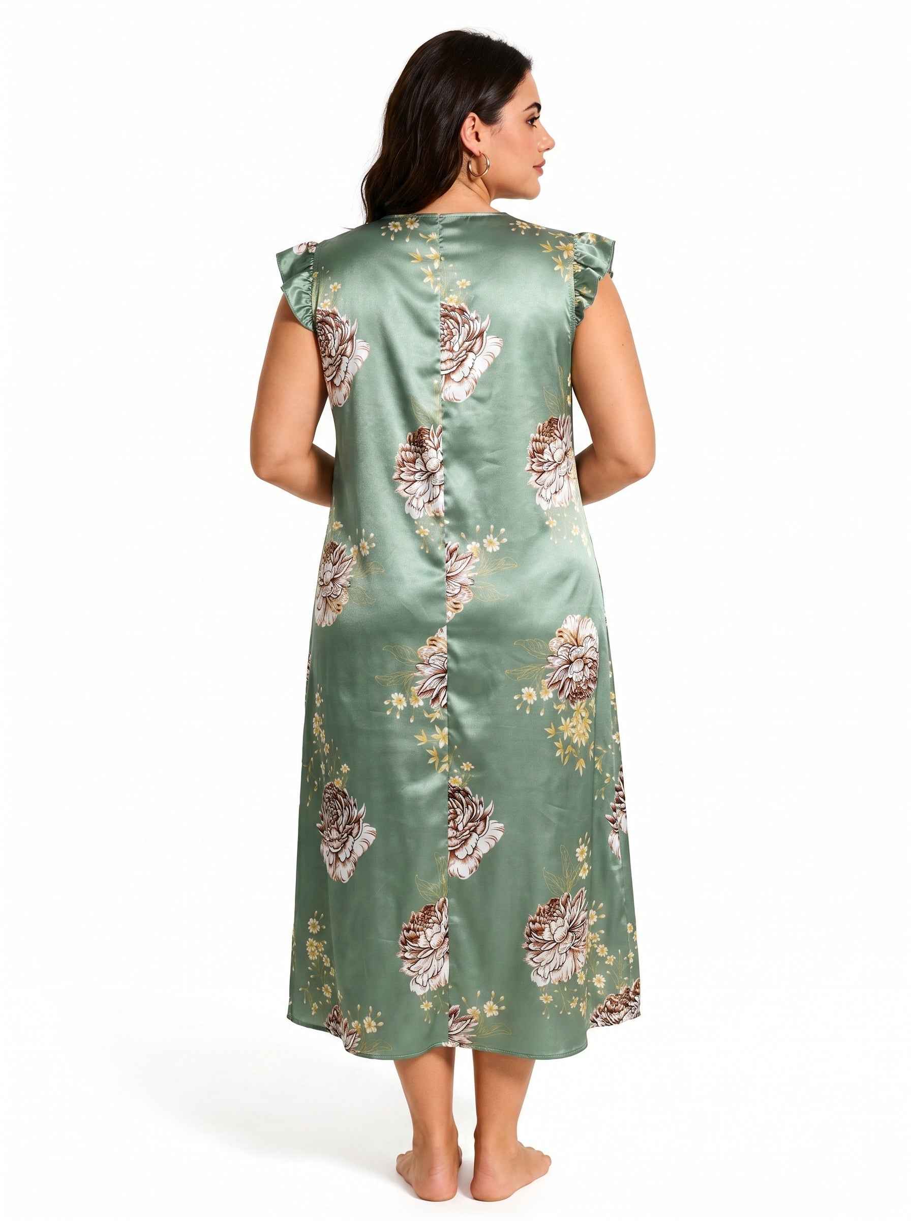 Women's Floral Print V-Neck Midi Nightgown Secondary image