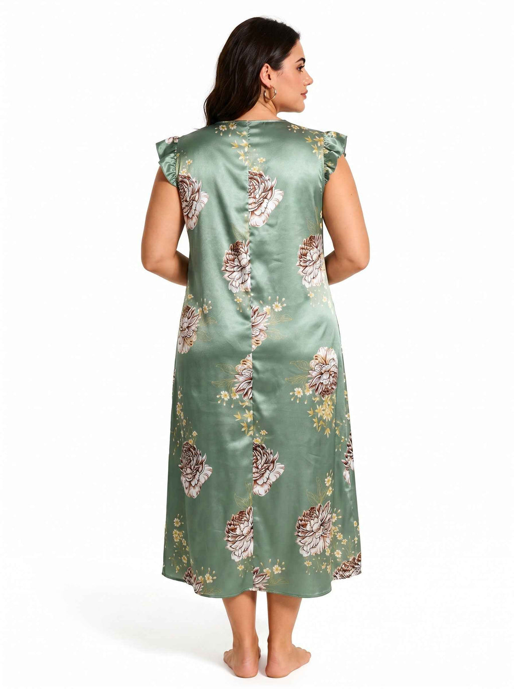 Women's Floral Print V-Neck Midi Nightgown