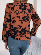 Monochrome floral tie front blouse - View 8 | WEUXS