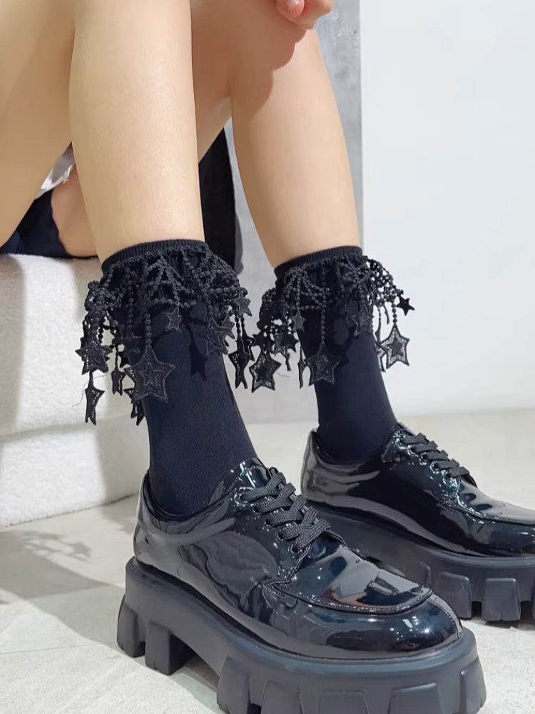 Knee High Lace Trim Socks - View 8 | WEUXS
