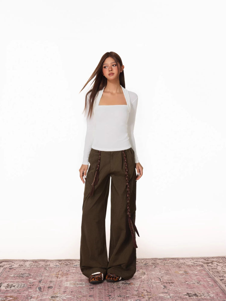 Black mock two-piece bolero crop top with square neckline - View 8 | WEUXS