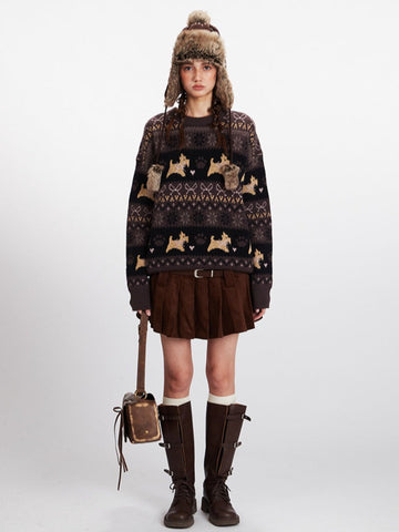 Vintage Scottie Dog Fair Isle Sweater