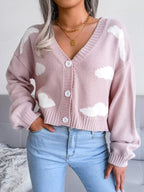 Daydream Sky Cloud Print Knit Cardigan - WEUXS