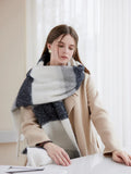 Oversized Monochrome Striped Tassel Shawl - WEUXS