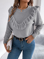 Ruffle trim knit sweater - View 6 | WEUXS