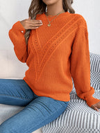White Pointelle Knit Sweater - WEUXS
