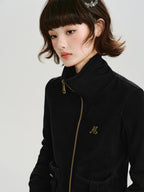 Stand Collar Zip-Up Sweatshirt with Pockets