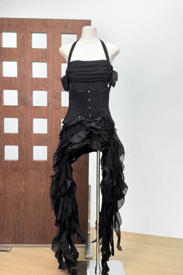 Ivria Halterneck Ruffled Draped Dress | Dress In Beauty