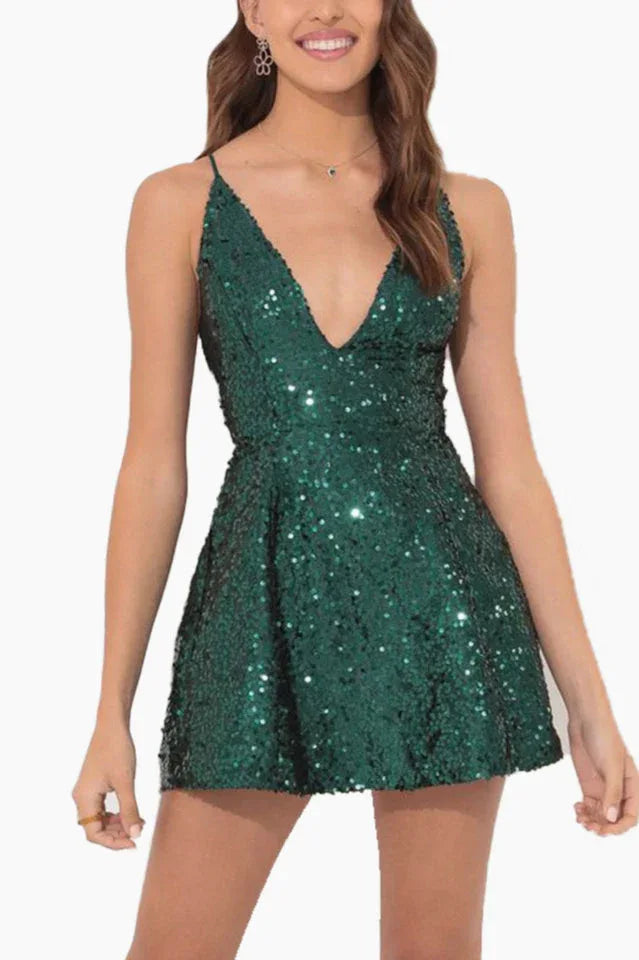 Sequin A-Line Mini Dress - View 9 | WEUXS