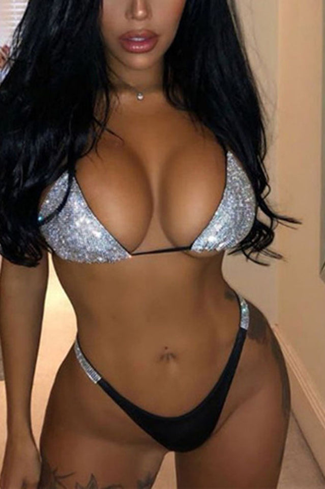 Bandage Rhinestone Bikini Set - Dress In Beauty
