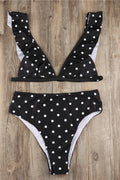 Polka Dot High Waist Ruffle Bikini - Dress In Beauty