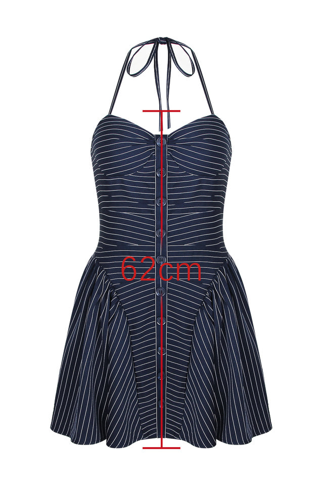 Melody Pinstripe Halter Drop Waist Mini Dress | Dress In Beauty
