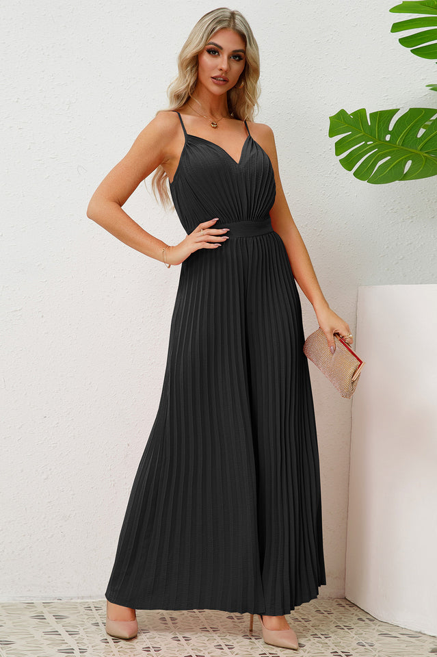 V Neck Pleated Jumpsuit | Dress In Beauty