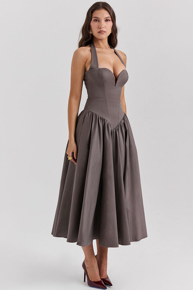 Coquette Scarlet Halter Midi Dress | Dress In Beauty