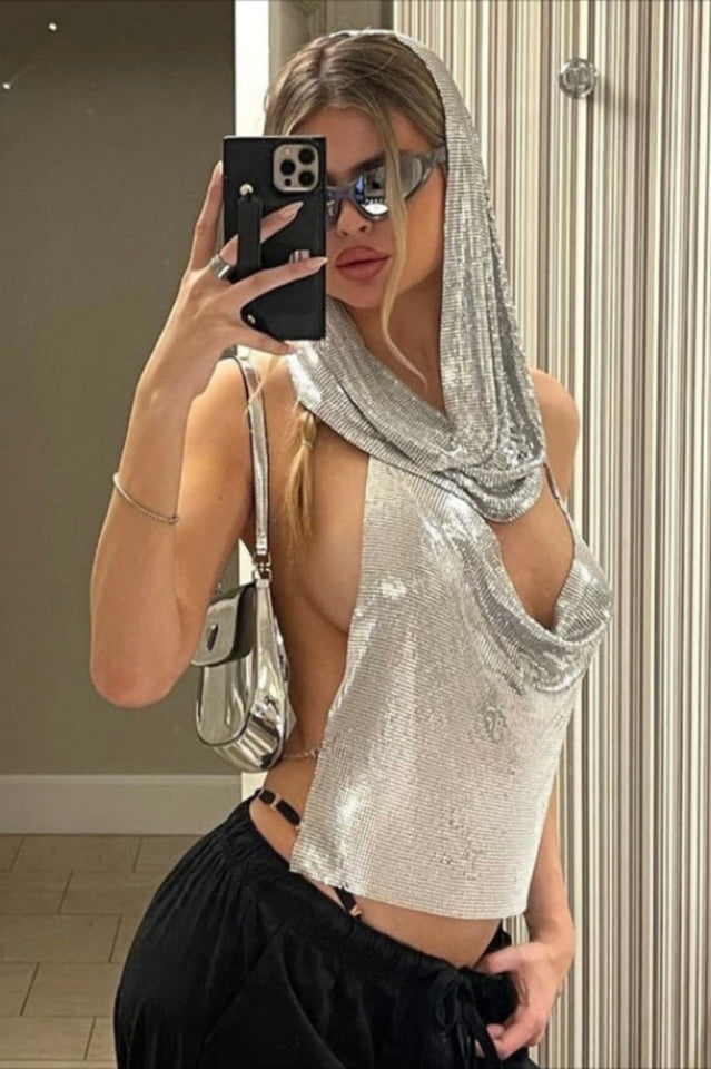 Venus Hoodie Metallic Top | Dress In Beauty
