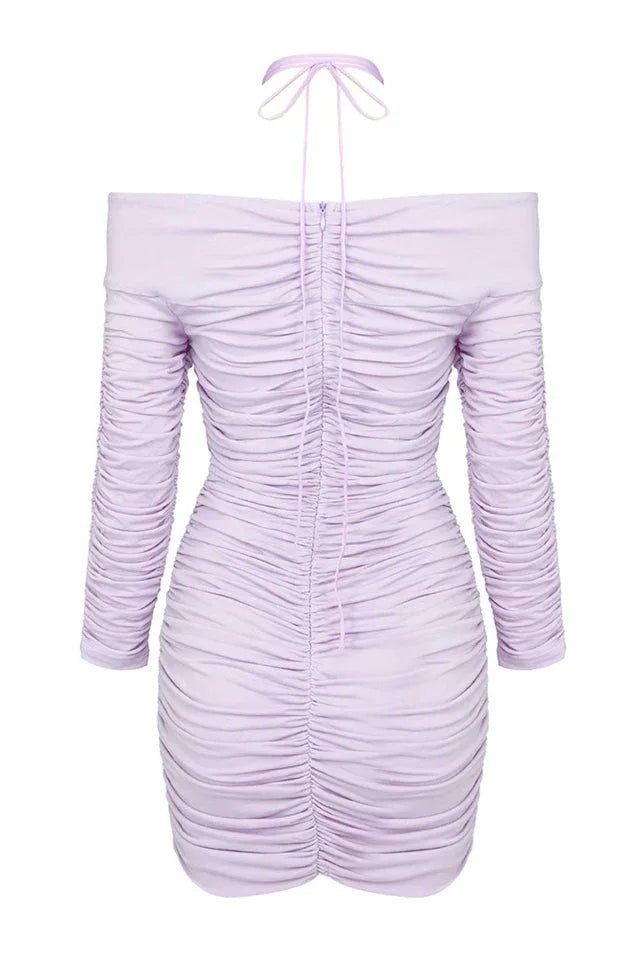 Ruffled Off Shoulder Mini Dress - WEUXS