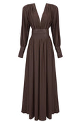 Rosey Tan Maxi Dress With Waist Belt | Dress In Beauty